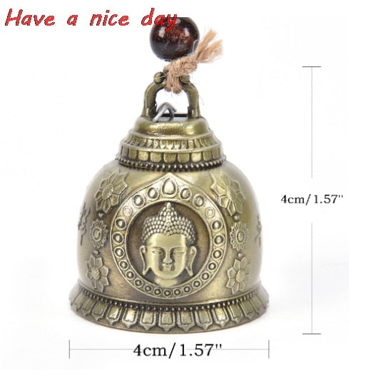 Hot 1PCS Gift Crafts For Good Luck Lucky Blessing Feng Shui Wind Chime Buddha Statue Pattern Bell Fortune Home Car Hanging Decor