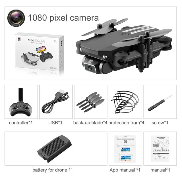 XKJ 2021 New Mini Drone 4K 1080P HD Camera WiFi Fpv Air Pressure Altitude Hold Black And Gray Foldable Quadcopter RC Dron Toy