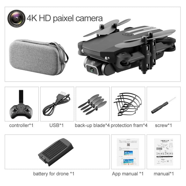XKJ 2021 New Mini Drone 4K 1080P HD Camera WiFi Fpv Air Pressure Altitude Hold Black And Gray Foldable Quadcopter RC Dron Toy