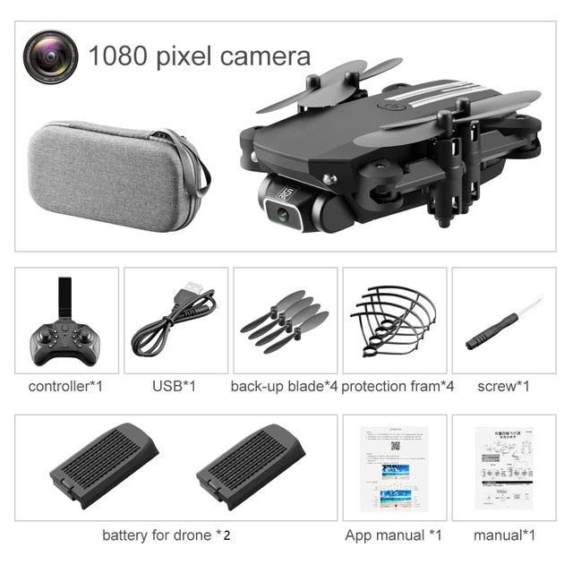 XKJ 2021 New Mini Drone 4K 1080P HD Camera WiFi Fpv Air Pressure Altitude Hold Black And Gray Foldable Quadcopter RC Dron Toy