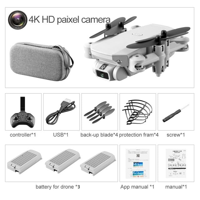 XKJ 2021 New Mini Drone 4K 1080P HD Camera WiFi Fpv Air Pressure Altitude Hold Black And Gray Foldable Quadcopter RC Dron Toy