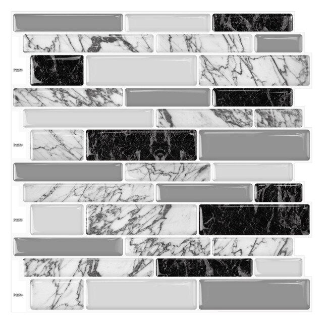 (Ship from USA)10PCS 12"X12" 3D Mosaic Wallpaper Sticker Self Adhesive Bathroom Decor Peel and Stick Tile for Kitchen Backsplash