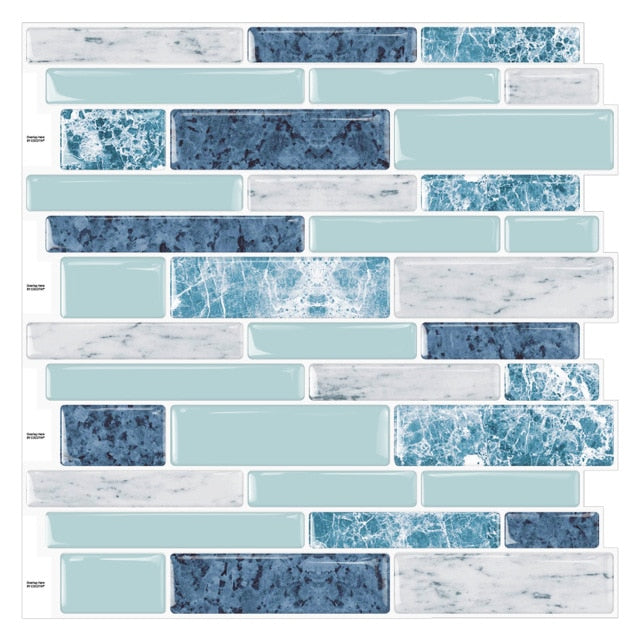 (Ship from USA)10PCS 12"X12" 3D Mosaic Wallpaper Sticker Self Adhesive Bathroom Decor Peel and Stick Tile for Kitchen Backsplash