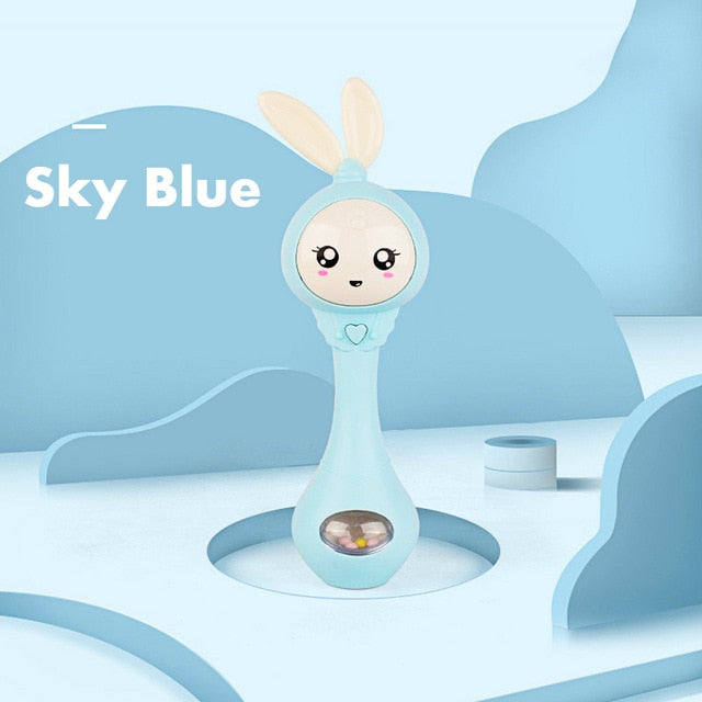 Baby Music Flashing Teether Rattle Toys Rabbit Hand Bells Mobile Infant Pacifier Weep Tear Newborn Early Educational Toys 0-12M