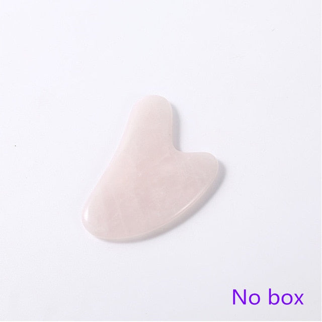 Rose Quartz Roller Facial Massager Powder Crystal Roller Jade Roller Scraper Mask Brush Three-piece Beauty Face-lifting Tool