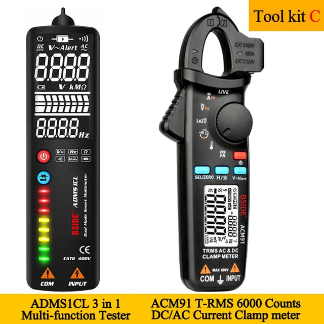 BSIDE Voltage Detector Indicator 2.4"LCD Non contact Live wire Tester Electric Pen Voltmeter Multimeter NCV Continuity Hz Test