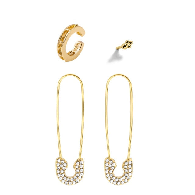 2020 New Fashion Pearl Ear Cuff Bohemia Stackable C Shaped CZ Rhinestone Small Earcuffs Clip Earrings for Women Wedding Jewelry