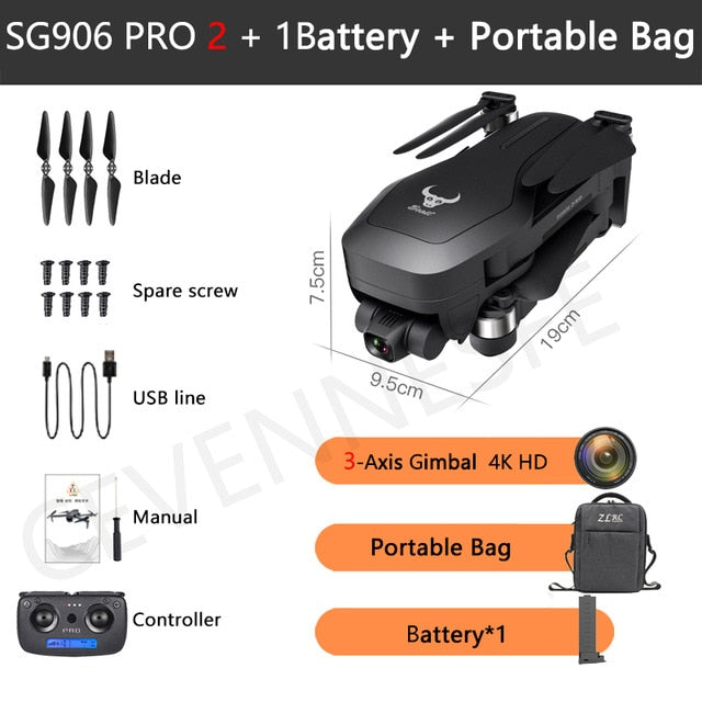 2021 NWE SG906/SG906 Pro 2 drone 4k HD mechanical 3-Axis gimbal camera 5G wifi gps system supports TF card drones distance 1.2km