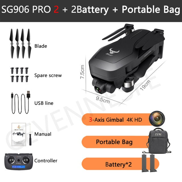 2021 NWE SG906/SG906 Pro 2 drone 4k HD mechanical 3-Axis gimbal camera 5G wifi gps system supports TF card drones distance 1.2km