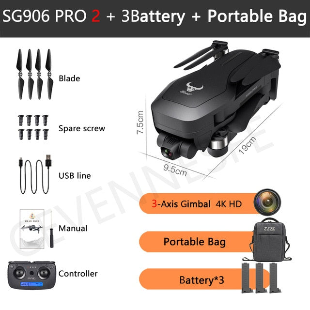 2021 NWE SG906/SG906 Pro 2 drone 4k HD mechanical 3-Axis gimbal camera 5G wifi gps system supports TF card drones distance 1.2km