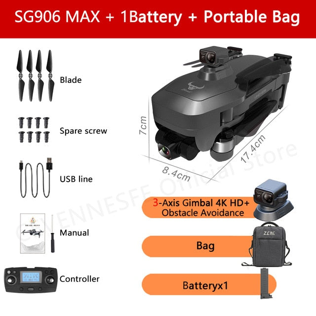2021 NWE SG906/SG906 Pro 2 drone 4k HD mechanical 3-Axis gimbal camera 5G wifi gps system supports TF card drones distance 1.2km