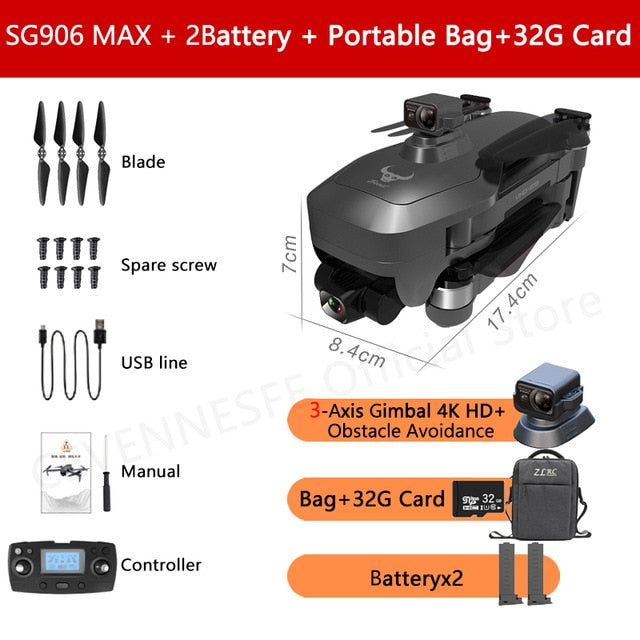 2021 NWE SG906/SG906 Pro 2 drone 4k HD mechanical 3-Axis gimbal camera 5G wifi gps system supports TF card drones distance 1.2km