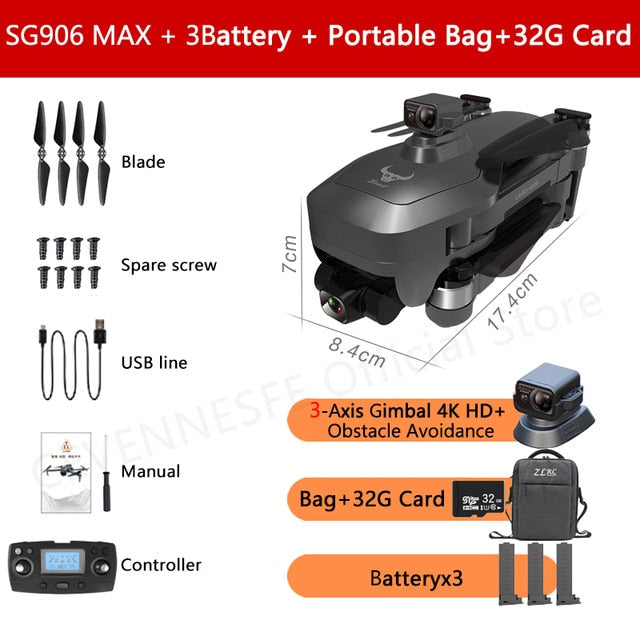 2021 NWE SG906/SG906 Pro 2 drone 4k HD mechanical 3-Axis gimbal camera 5G wifi gps system supports TF card drones distance 1.2km