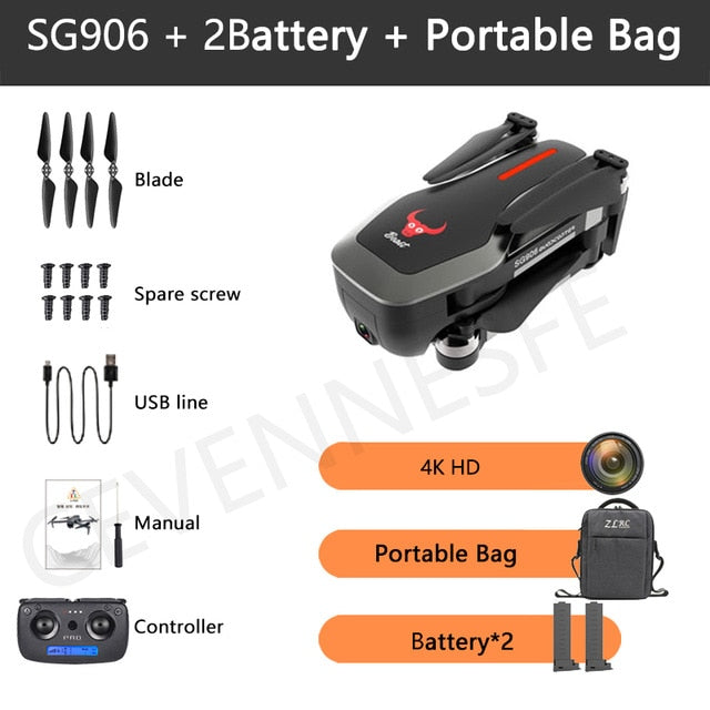 2021 NWE SG906/SG906 Pro 2 drone 4k HD mechanical 3-Axis gimbal camera 5G wifi gps system supports TF card drones distance 1.2km