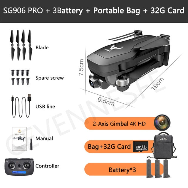 2021 NWE SG906/SG906 Pro 2 drone 4k HD mechanical 3-Axis gimbal camera 5G wifi gps system supports TF card drones distance 1.2km