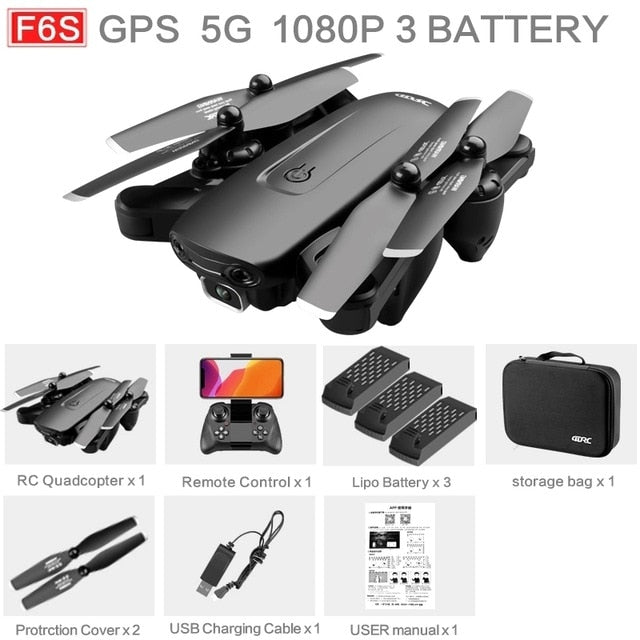 2021 NEW F6 Drone GPS 4K 5G WiFi Live Video FPV Quadrotor Flight 25 Minutes Rc Distance 1000m Drone HD Wide-Angle Dual Camera