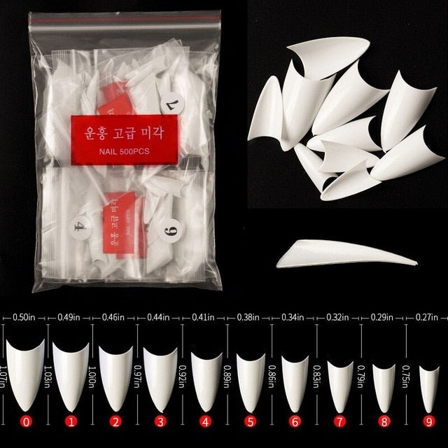 100/500PCS PRO White Clear V Straight Round End Full/Half Acrylic Ballet Coffin French False Nail Tips Fake Toenail Tip Manicure