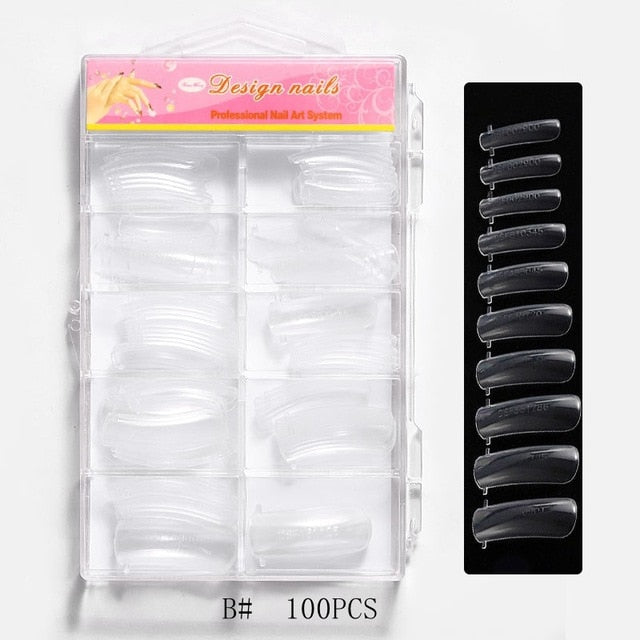 100/500PCS PRO White Clear V Straight Round End Full/Half Acrylic Ballet Coffin French False Nail Tips Fake Toenail Tip Manicure