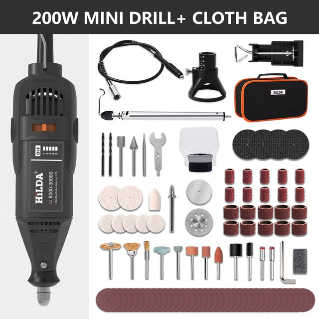 HILDA Electric Drill Dremel Grinder Engraver Pen Grinder Mini Drill Electric Rotary Tool Grinding Machine Dremel Accessories