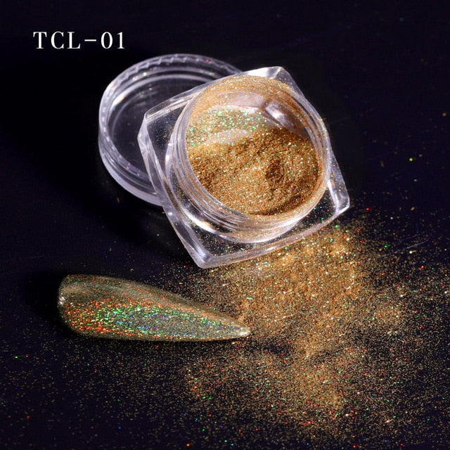 12 color Laser Nail Glitter Holographic Powder Sequins Charms Flake Paillette Sparkly Pigment Dust Nail Art Decoration