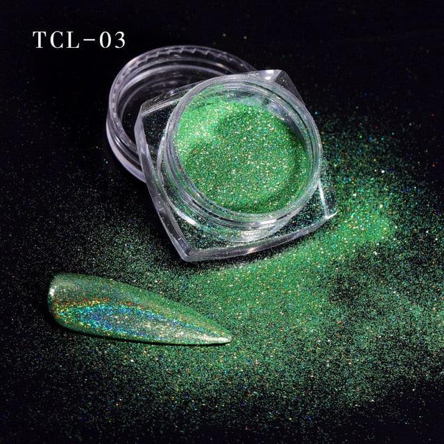 12 color Laser Nail Glitter Holographic Powder Sequins Charms Flake Paillette Sparkly Pigment Dust Nail Art Decoration