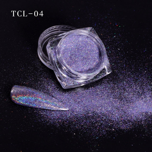 12 color Laser Nail Glitter Holographic Powder Sequins Charms Flake Paillette Sparkly Pigment Dust Nail Art Decoration