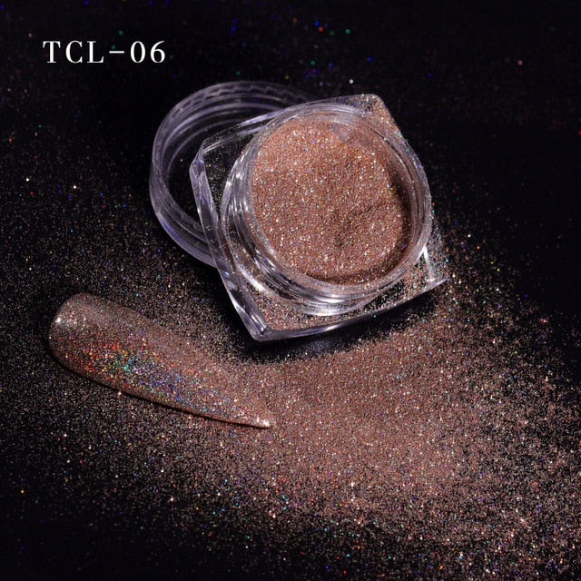 12 color Laser Nail Glitter Holographic Powder Sequins Charms Flake Paillette Sparkly Pigment Dust Nail Art Decoration