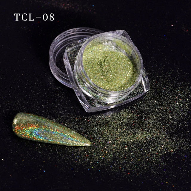 12 color Laser Nail Glitter Holographic Powder Sequins Charms Flake Paillette Sparkly Pigment Dust Nail Art Decoration