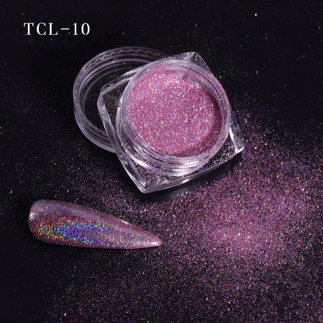 12 color Laser Nail Glitter Holographic Powder Sequins Charms Flake Paillette Sparkly Pigment Dust Nail Art Decoration