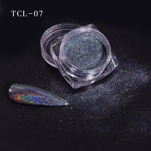 12 color Laser Nail Glitter Holographic Powder Sequins Charms Flake Paillette Sparkly Pigment Dust Nail Art Decoration
