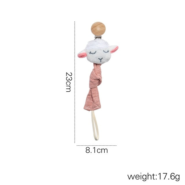 1pc Baby Dummy Pacifier Chain Clip Cotton Cloth Plush Dolls Animal Wood Rodent Nipples Holder Newborn Toys Teether Accessories