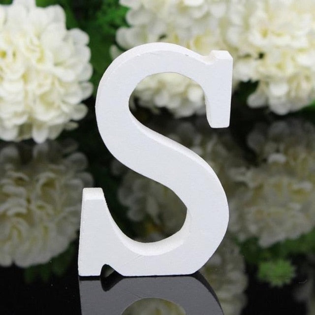 1pc Diy Freestanding Wood Wooden Letters White Alphabet Wedding Birthday Party Home Decorations Personalised Name Design QQLIFE
