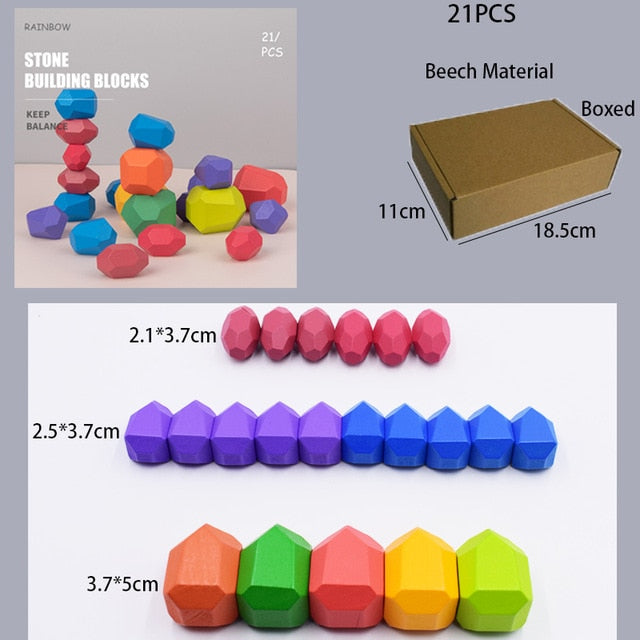 Baby Building Block Wooden Stacked Stone Educational Toy Stacking Game Rainbow Wooden Toy Ship From Spain and USA