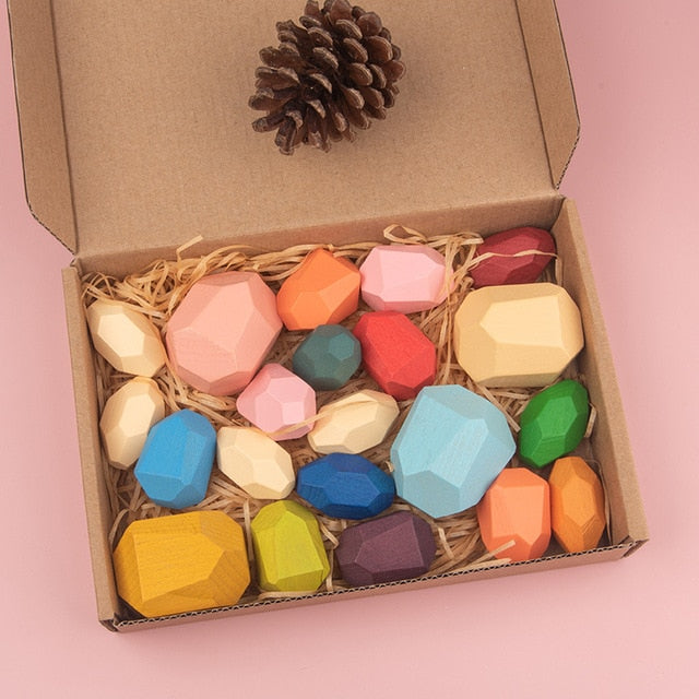 Baby Building Block Wooden Stacked Stone Educational Toy Stacking Game Rainbow Wooden Toy Ship From Spain and USA