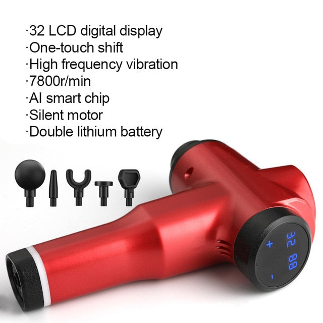 2021 New 7800r LCD Display Body Massage Gun Exercising Muscle Electric Massager for Body and Neck Vibrator Deep Slimming Shaping