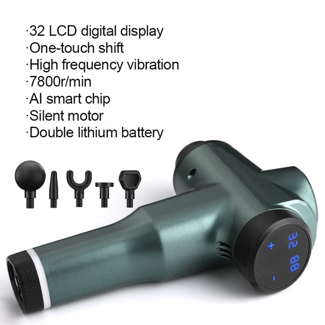 2021 New 7800r LCD Display Body Massage Gun Exercising Muscle Electric Massager for Body and Neck Vibrator Deep Slimming Shaping