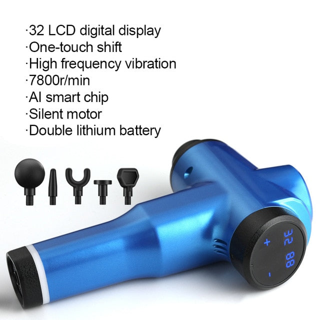 2021 New 7800r LCD Display Body Massage Gun Exercising Muscle Electric Massager for Body and Neck Vibrator Deep Slimming Shaping