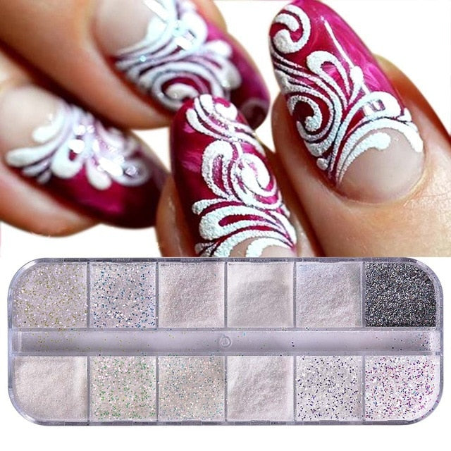 33 Styles Nail Art Sequins 12 Grid Boxed Nail Gold and Silver Glitter Heart-shaped Butterfly Patch Set Nails Nail Supplies