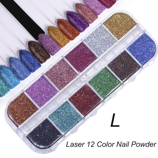 33 Styles Nail Art Sequins 12 Grid Boxed Nail Gold and Silver Glitter Heart-shaped Butterfly Patch Set Nails Nail Supplies