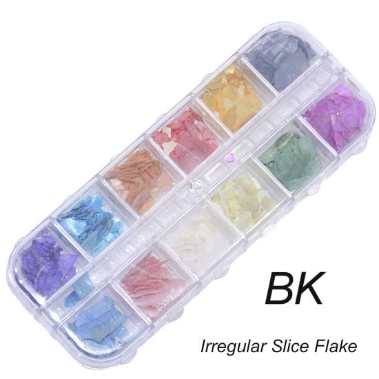 33 Styles Nail Art Sequins 12 Grid Boxed Nail Gold and Silver Glitter Heart-shaped Butterfly Patch Set Nails Nail Supplies