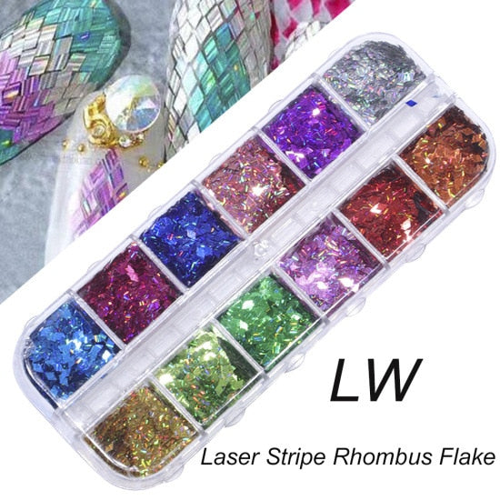 33 Styles Nail Art Sequins 12 Grid Boxed Nail Gold and Silver Glitter Heart-shaped Butterfly Patch Set Nails Nail Supplies