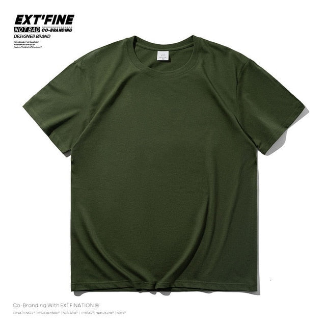 Extfine 100% Combed Cotton Short Sleeve T-shirt Men 2021 Summer Casual Tshirt Women Basic Harajuku Soft T Shirt Tops Tee