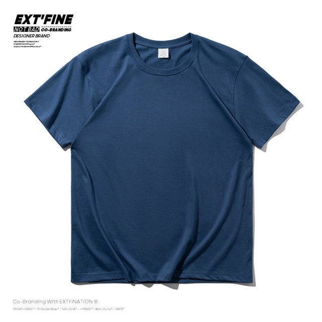 Extfine 100% Combed Cotton Short Sleeve T-shirt Men 2021 Summer Casual Tshirt Women Basic Harajuku Soft T Shirt Tops Tee