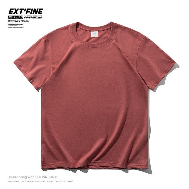 Extfine 100% Combed Cotton Short Sleeve T-shirt Men 2021 Summer Casual Tshirt Women Basic Harajuku Soft T Shirt Tops Tee