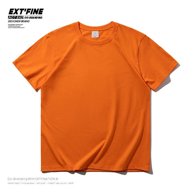 Extfine 100% Combed Cotton Short Sleeve T-shirt Men 2021 Summer Casual Tshirt Women Basic Harajuku Soft T Shirt Tops Tee
