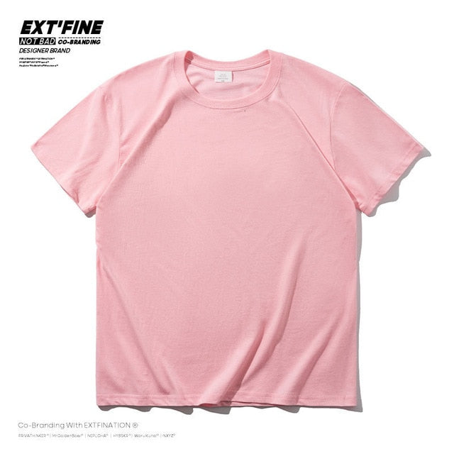 Extfine 100% Combed Cotton Short Sleeve T-shirt Men 2021 Summer Casual Tshirt Women Basic Harajuku Soft T Shirt Tops Tee