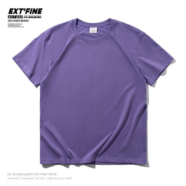 Extfine 100% Combed Cotton Short Sleeve T-shirt Men 2021 Summer Casual Tshirt Women Basic Harajuku Soft T Shirt Tops Tee