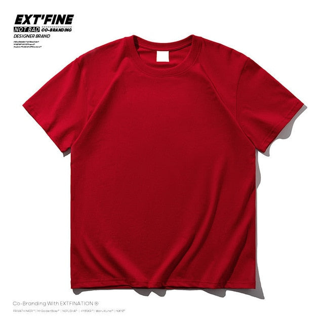 Extfine 100% Combed Cotton Short Sleeve T-shirt Men 2021 Summer Casual Tshirt Women Basic Harajuku Soft T Shirt Tops Tee