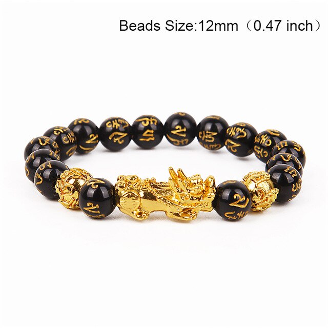 24 Styles Chinese Feng Shui Pi Xiu Obsidian Wristband Gold Wealth and Good Luck Bracelets Stone Beads Bracelet Men Women Unisex