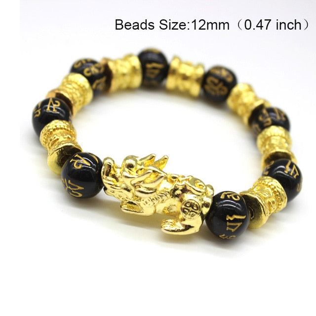 24 Styles Chinese Feng Shui Pi Xiu Obsidian Wristband Gold Wealth and Good Luck Bracelets Stone Beads Bracelet Men Women Unisex